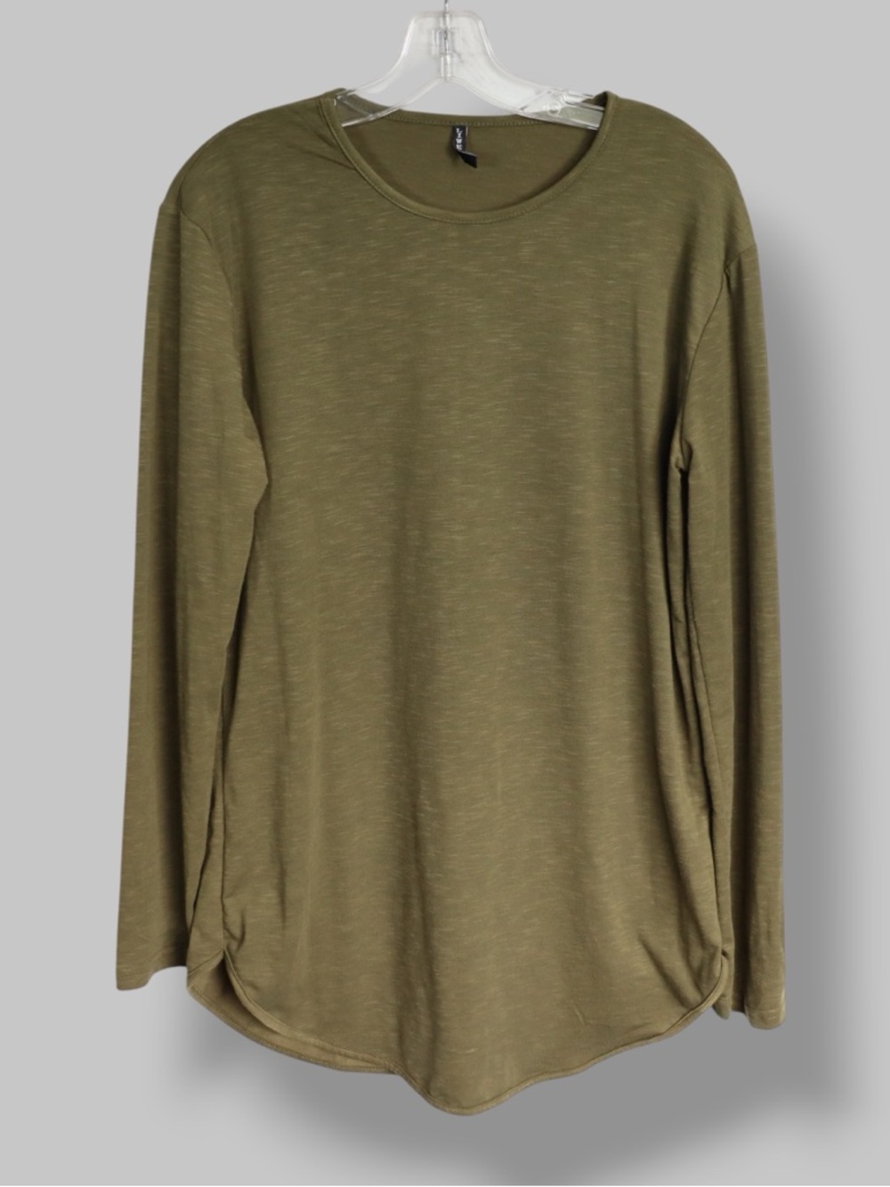 Levi’s Long Sleeve T-Shirt Men’s Small Olive Green Curved Hem Basic Tee